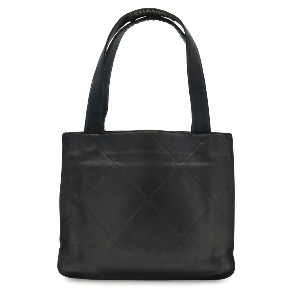 CHANEL BOUTIQUE handbag/tote bag, checkered pattern, lambskin leather, black.